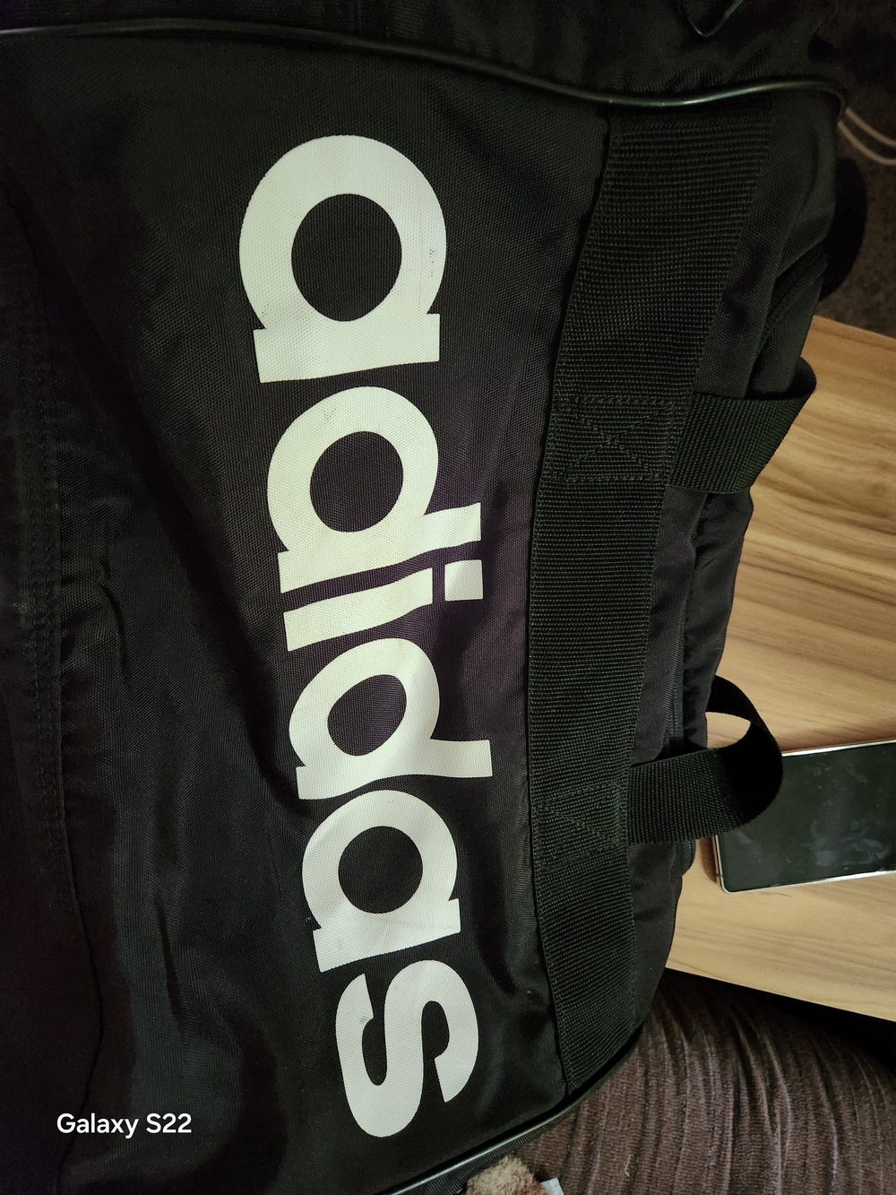 Large Adidas Black Duffel Bag with White Logo